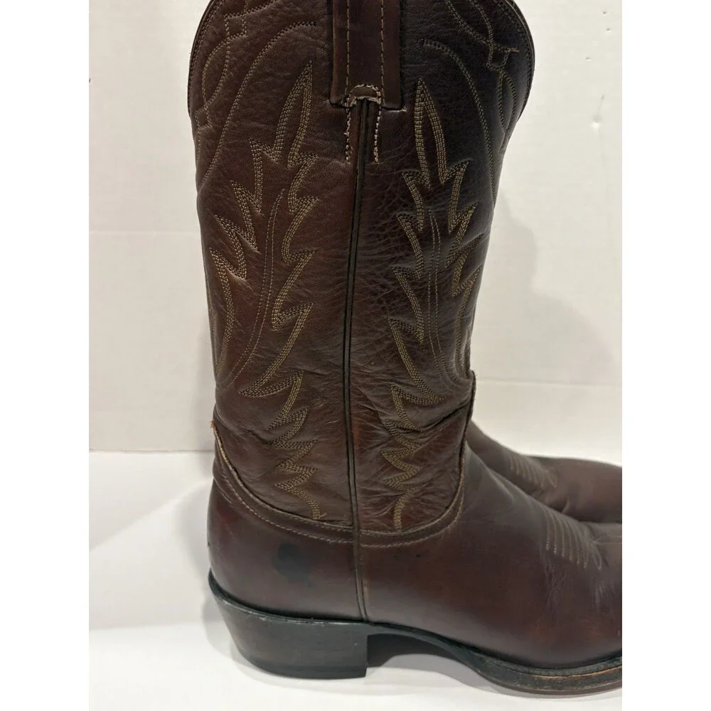 Nocona Brown Leather Western Cowboy Boots Men’s Size 9 D Made in USA Vintage